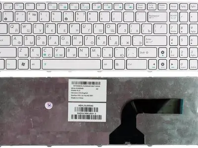 Клавиатура для ноутбука Asus G73S белая, с рамкой