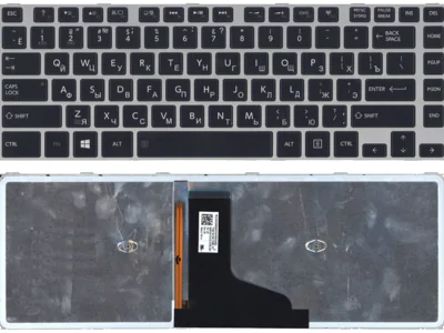 Клавиатура для ноутбука Toshiba Satellite M40T-A чёрная, рамка серая, с подсветкой