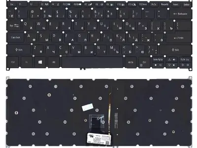 Клавиатура для ноутбука Acer R5-471T чёрная, с подсветкой
