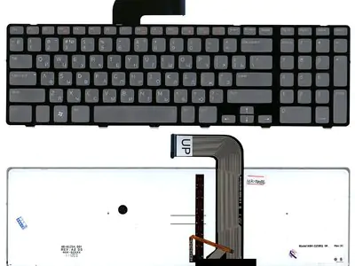 Клавиатура для ноутбука Dell NSK-DZ0BQ 0R серая, рамка чёрная, с подсветкой