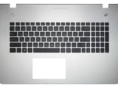 Клавиатура для ноутбука Asus N76Vz чёрная, с подсветкой, верхняя панель в сборе