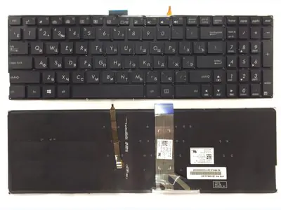 Клавиатура для ноутбука Asus K501U чёрная, с подсветкой