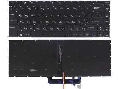 Клавиатура для ноутбука MSI GF63 чёрная, с подсветкой
