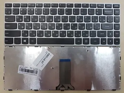 Клавиатура для ноутбука Lenovo IdeaPad 300-14ISK чёрная, рамка серебряная