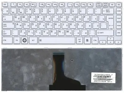Клавиатура для ноутбука Toshiba Satellite C800 белая, с рамкой
