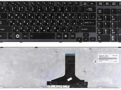 Клавиатура для ноутбука Toshiba Qosmio P750 чёрная, рамка серая