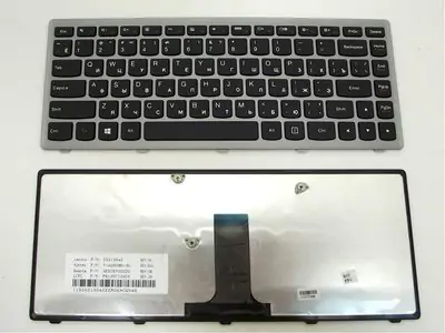 Клавиатура для ноутбука Lenovo Flex 14 чёрная, рамка серебряная