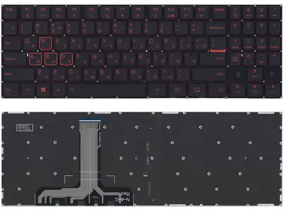Клавиатура для ноутбука Lenovo Legion Y520-15IKB чёрная, без рамки, красная подсветка