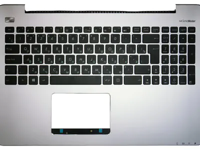 Клавиатура для ноутбука Asus K555LD чёрная, верхняя панель в сборе (серебряная)