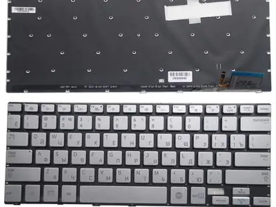 Клавиатура для ноутбука Samsung NP730U3E серебряная, без рамки