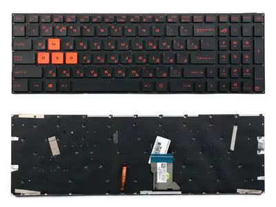 Клавиатура для ноутбука Asus FX502VM чёрная, красная подвсветка