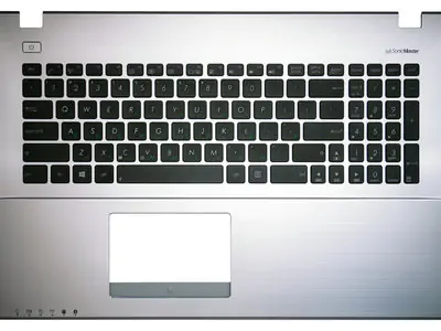 Клавиатура для ноутбука Asus X750JN чёрная, верхняя панель в сборе (серебряная)