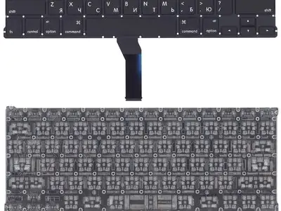 Клавиатура для ноутбука Apple MacBook A1466 чёрная, плоский Enter