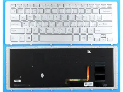 Клавиатура для ноутбука Sony Vaio SVF15N17SGB серебряная, с рамкой, с подсветкой