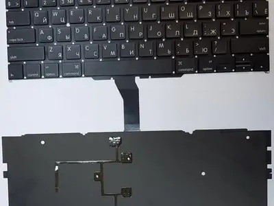 Клавиатура для ноутбука Apple MacBook A1370 чёрная, плоский Enter, с подсветкой
