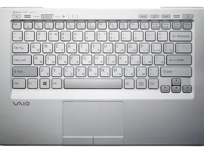 Клавиатура для ноутбука Sony Vaio VPC-SC series серебряная, с подсветкой, верхняя панель в сборе